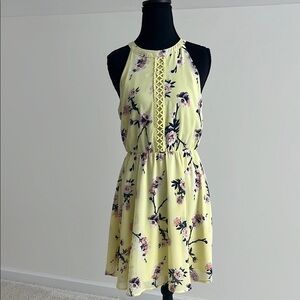 Elegant Yellow Floral Mini Dress